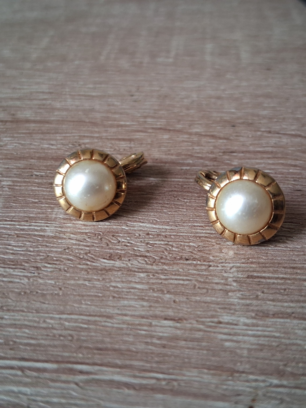 Vintage Signed Monet Classic Faux Pearl and Gold-Tone Clip-On Earrings